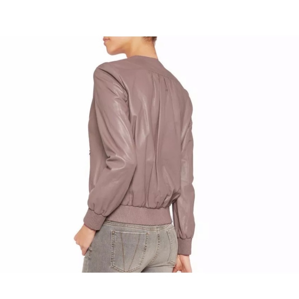 Halston Heritage Leather Bomber Jacket size 10, medium/ large - Picture 9 of 11
